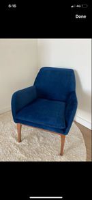 Blue velvet armchair