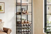 Wine rack, bottle rack, wine stand, metal with glass holder and wine storage for cellar, bar and storage room