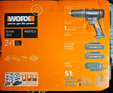 WORX WX370.2 20V Combi Hammer Drill Kit - 2 Batteries + 51pc Set