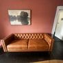 Brown Mid Century Modern Sofa with Tufted Back Image 2