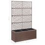 Trellis Raised Bed with 3 Pots 83x30x130 cm Poly Rattan Brown Image 6