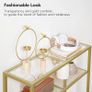 3-Tier Gold Console Table, Tempered Glass Sofa Table, Narrow Side Table, Modern Hallway Table, for Living Room, Foyer, Hallway, Bedroom, Metal Frame, Sturdy, Gold Image 5