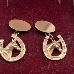Vintage equestrian 9 ct gold cufflinks