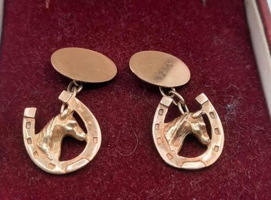 Vintage equestrian 9 ct gold cufflinks