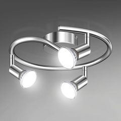 FREE P&P LED Ceiling Light Rotatable, 3 Way LED Ceiling Spotlight, Chrome & Swivelling Design, Including 3 X 4W GU10 LED Bulbs