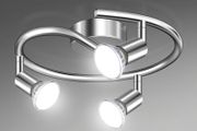 LED Ceiling Light Rotatable, 3 Way LED Ceiling Spotlight, Chrome &amp; Swivelling Design, Including 3 X 4W GU10 LED Bulbs (450LM, Cool White 6000K),for Kitchen, Living Room, Bedroom
