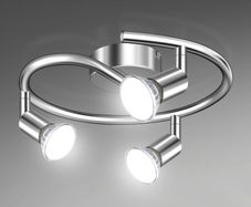 LED Ceiling Light Rotatable, 3 Way LED Ceiling Spotlight, Chrome & Swivelling Design, Including 3 X 4W GU10 LED Bulbs (450LM, Cool White 6000K),for Kitchen, Living Room, Bedroom