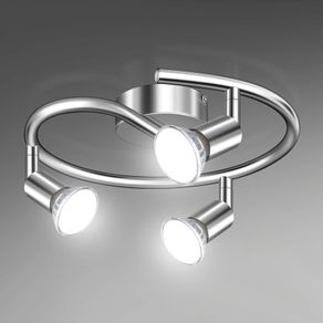 LED Ceiling Light Rotatable, 3 Way LED Ceiling Spotlight, Chrome & Swivelling Design, Including 3 X 4W GU10 LED Bulbs (450LM, Cool White 6000K),for Kitchen, Living Room, Bedroom