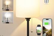 NEW SALE | Bedside Lamps, Table Lamp with USB C+A Ports, 3 Color Temperatures - Lamp with Pull Chain Switch White Linen Shade, Small Bedroom Lamp