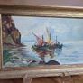 Pair Early 20th Century Oil Paintings Marine Scenes Gilt Frames Image 3