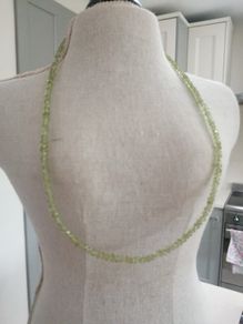 Hand beaded peridot crystal necklace with sterling silver claso