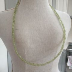 Hand beaded peridot crystal necklace with sterling silver claso