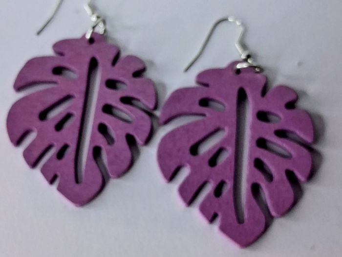 Aubergine Monstera Leaf Earrings