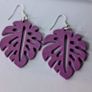 Aubergine Monstera Leaf Earrings Image 6