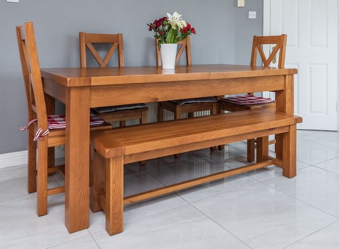 Kingston Oak Dining Table, Bench and Chairs