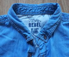 "Rebel"  Light Blue Denim Shirt. Age 12-13
