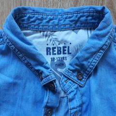 "Rebel"  Light Blue Denim Shirt. Age 12-13