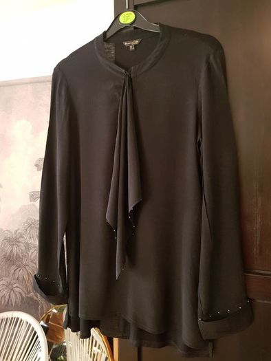 Massimo Dutti black blouse, shirt, top with ruffle, size S