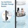 4-Tier Rustproof Telescopic Corner Shower Caddy, Height Adjustable No Drilling Bathroom Storage Accessory Shelf Organiser from 58.5 to 317.5 cm, with 4 Large Capacity Adjustable Baskets, Black Image 4
