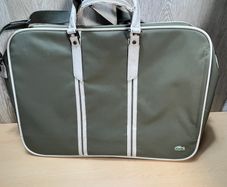 Lacoste Green and White Canvas Travel Bag with Shoulder Strap