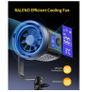 RaLeno 80W LED Studio Video Light, Continuous Lighting with 5600K 7200Lux1M CRI 95+ Brightness Adjustable, Bowens Mount and Efficiency Cooling Fan Image 4