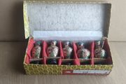 Chinese Cloisonne Vase Miniature Set Wood Base Stands Enamel Vtg Antique