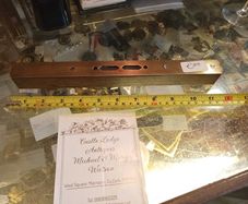 Antique brass and oak level 12" long