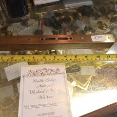Antique brass and oak level 12" long