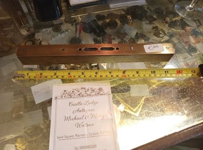 Antique brass and oak level 12" long