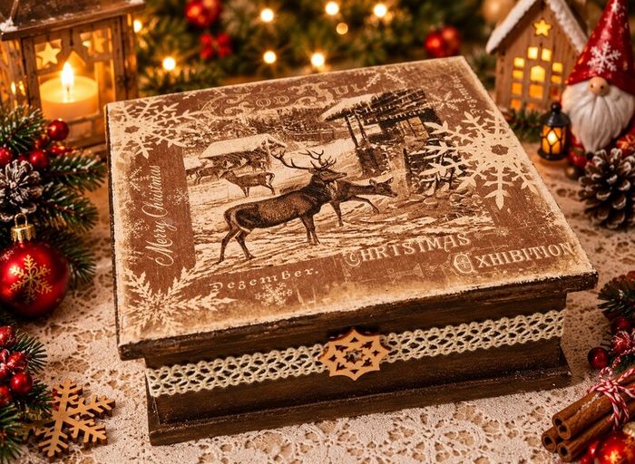 Christmas wooden gift box