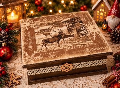 Christmas wooden gift box