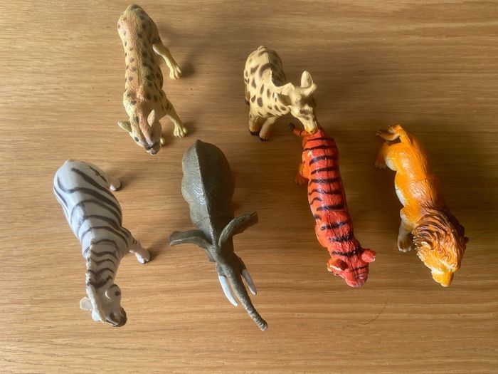 6 safari animal figurines