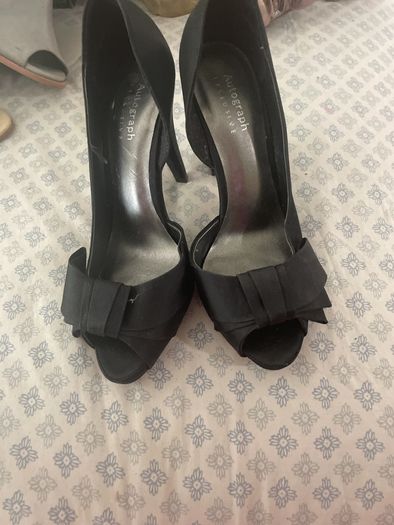 Black satin high heels