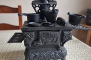 Mini Crescent CAST IRON Stove/Oven with stove items