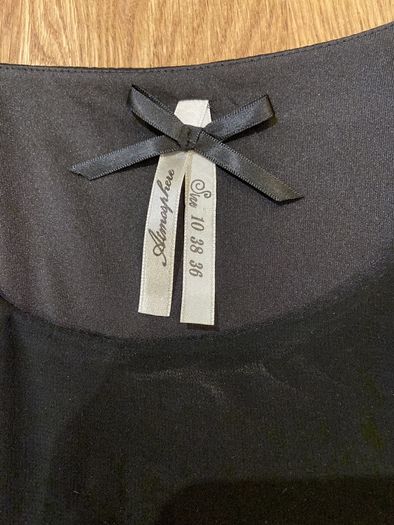 Ladies Black Top with Pearl cuff detail Size 10