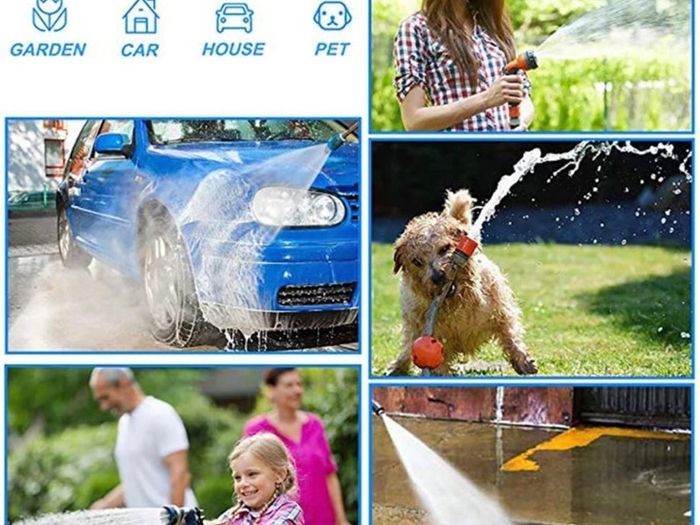 100Ft Expandable Garden Hose Pipe,Flexible Expanding Magic Hose with 3/4", 1/2" Fittings,Garden Hose with 7 Function Spray Nozzle (FREE POSTAGE)