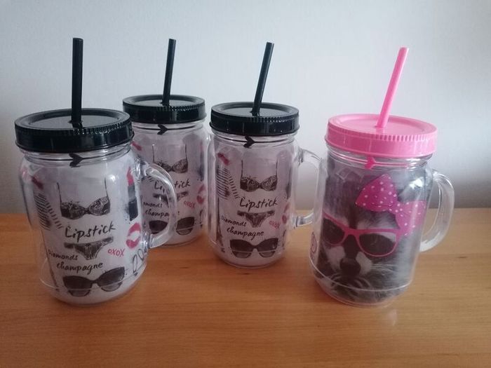 4 Plastic Jar Mugs
