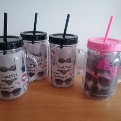 4 Plastic Jar Mugs