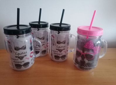 4 Plastic Jar Mugs