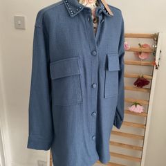 shacket jacket powder blue with pearl detail gallery Dunnes stores medium