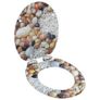 WC Toilet Seats 2 pcs with Soft Close Lids MDF Pebbles Design Image 2
