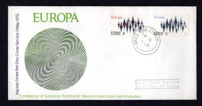 1972 Ireland Europa Commemorative Stamps Illustrated The Irish Times Addressed First Day Cover (FDC).