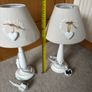 Pair of Shabby Chic White Bedside Table Lamps with Heart Detail Image 2
