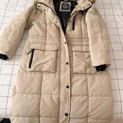 Superdry coat jacket puffer longline faux fur
