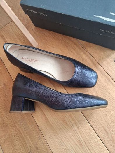 Barminton Ocean Blue Metalic Leather Shoes (39)