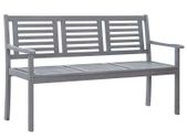 3-Seater Garden Bench 150 cm Grey Solid Eucalyptus Wood
