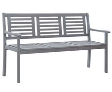 3-Seater Garden Bench 150 cm Grey Solid Eucalyptus Wood