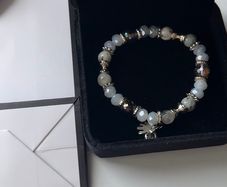 Elegant Silver-Tone Beaded Bracelet Beautiful Gift Idea