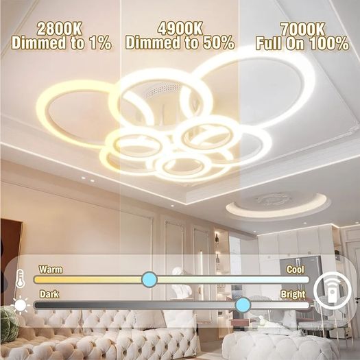 Modern LED Ceiling Light dimmable Remote Control 9 Ring Ceiling Light 120W 10800LM, Ceiling Light for Living Room, Bedroom, Kitchen, Corridor, Balcony, Dining Room, White, 2800-7000K