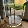 Vintage 1970s Hollywood Regency Gold Brass & Glass Bar Cart / Table Image 3